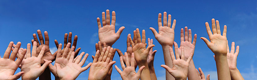 Hands raised to volunteer.